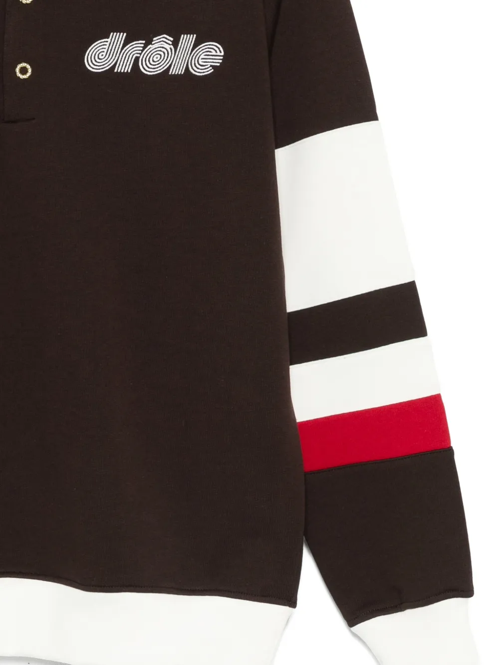 Drôle De Monsieur Brown Polo Collar Sweatshirt With Front Lettering Logo In Cotton Man In Animal Print