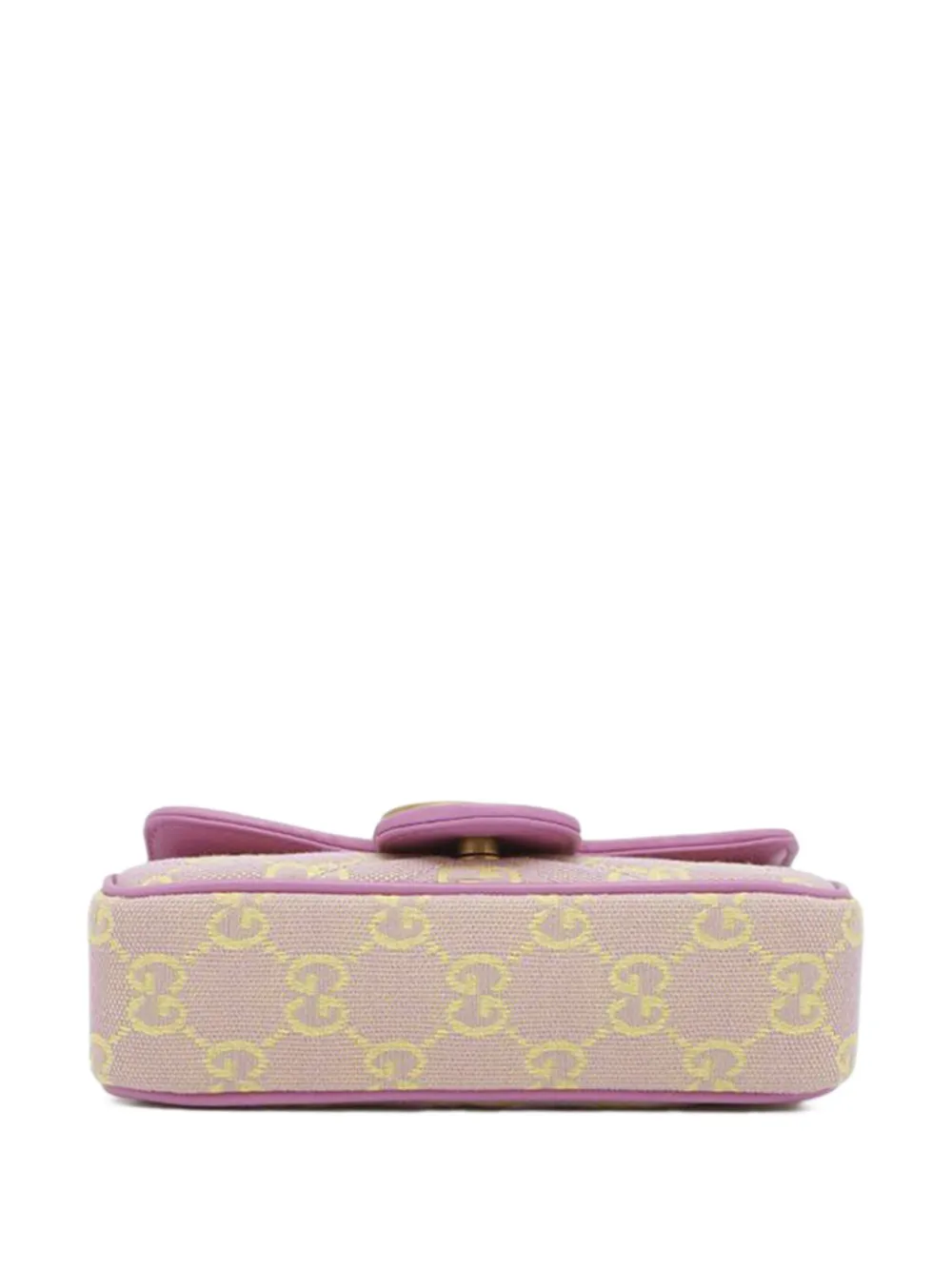 Pre-owned Gucci 2016-2025 Super Mini Gg Marmont Matelasse Canvas Flap Crossbody Bag In Purple