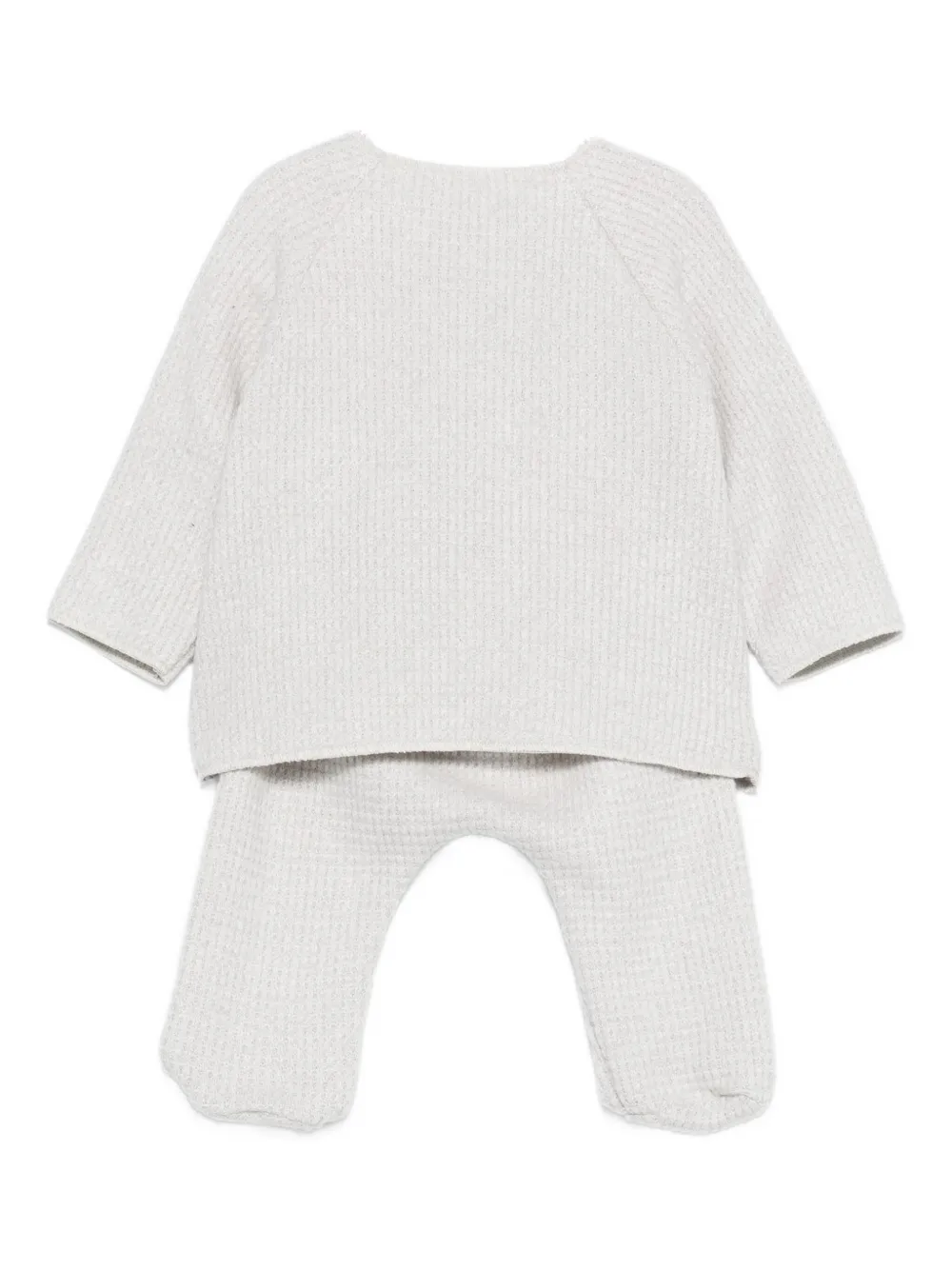 Teddy & Minou Waffle-knit Trousers (set Of Two) In Gray