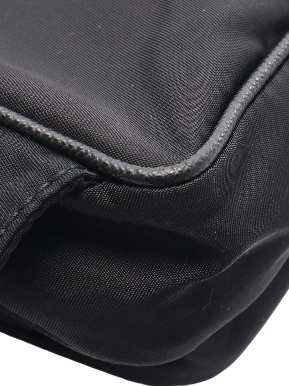 Pre-owned Prada 2013-2025 Saffiano Trimmed Re Nylon Belt Bag In Black