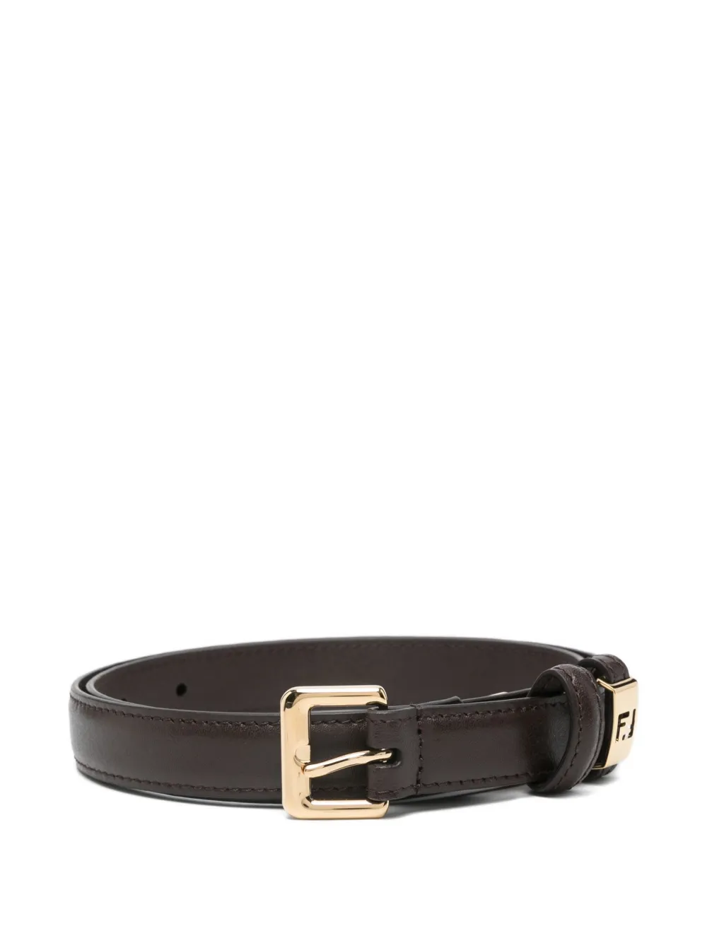 Fendi Forever Leather Slim Belt With Metal Tip Accessories In Burgundy