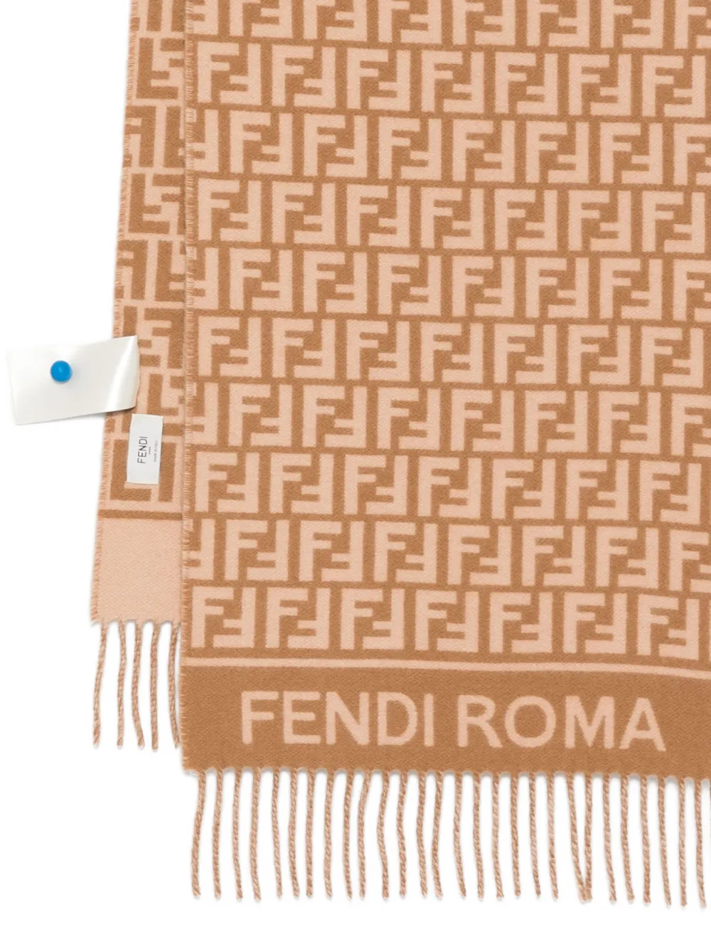 Fendi Camel Wool And Cashmere Ff Scarf In Brown