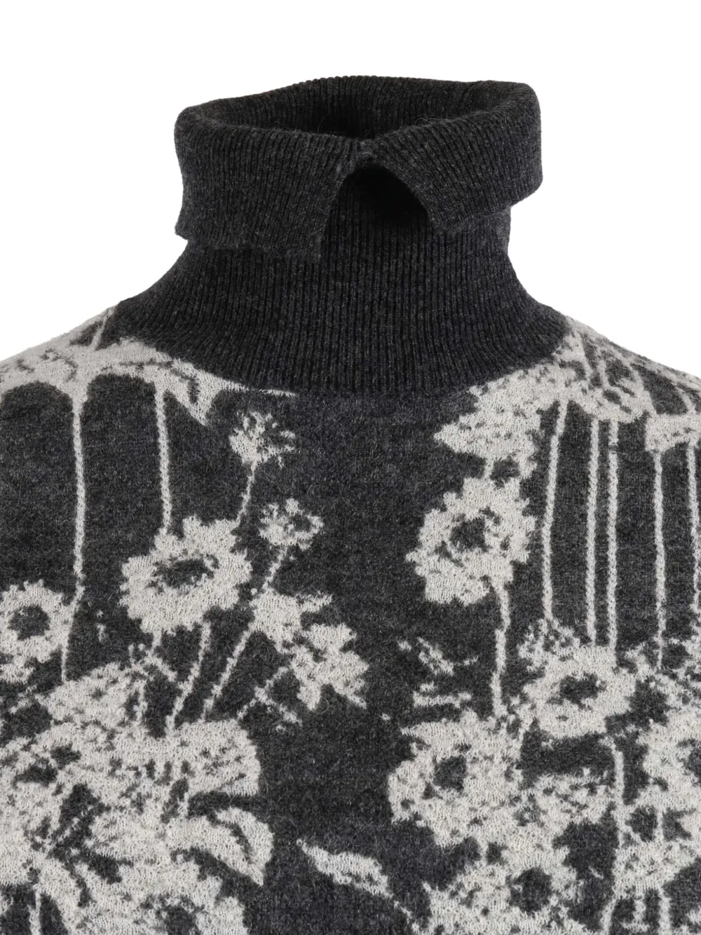 Ballantyne Floral-print Turtleneck Sweater In Black