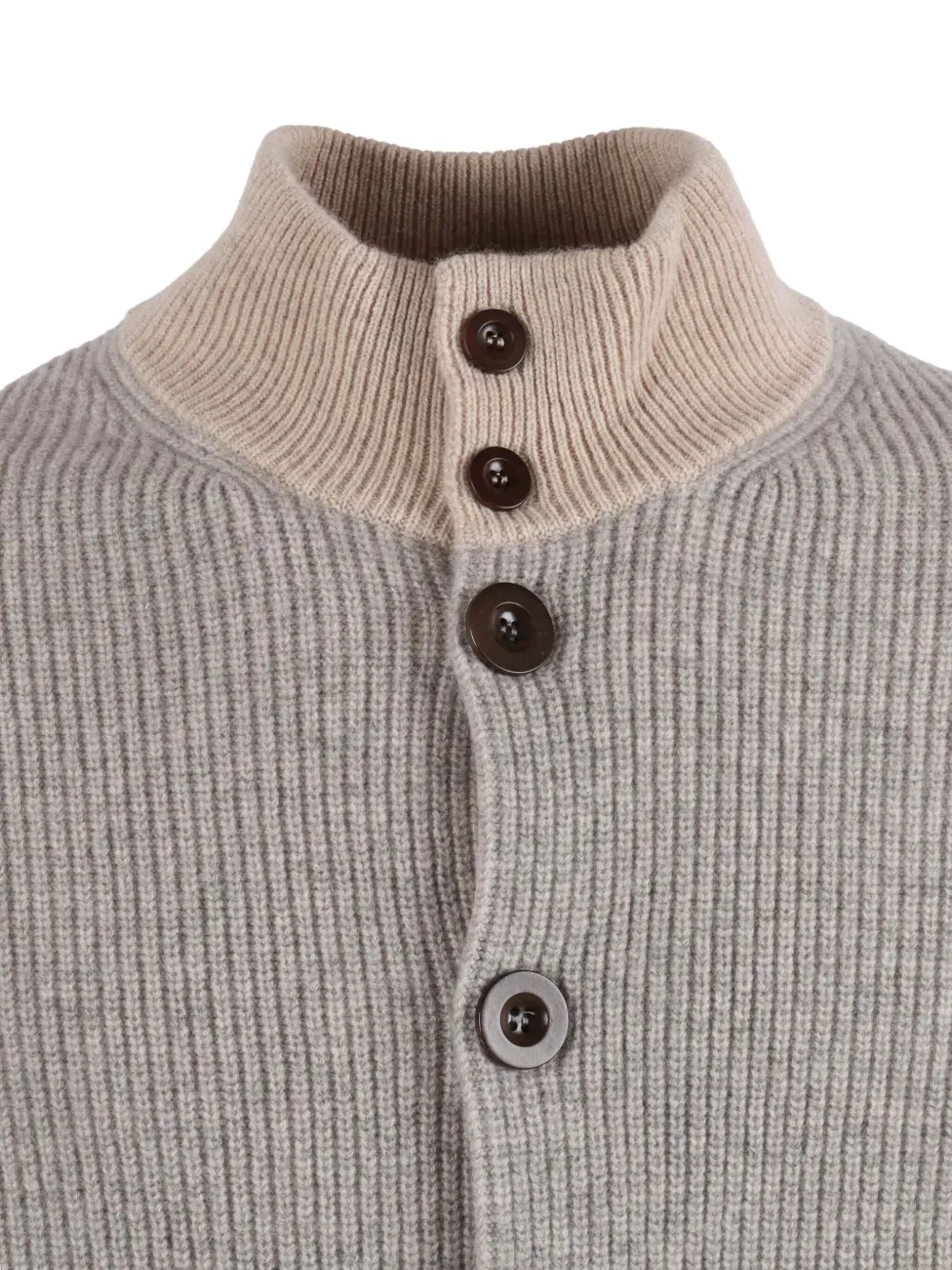 Ballantyne Ribbed Wool Cardigan In Gray