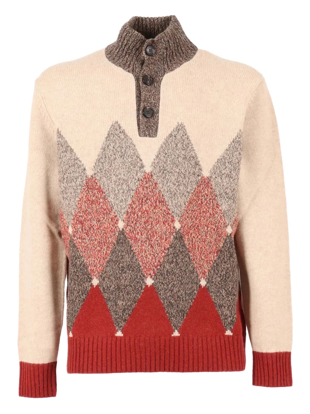 Ballantyne High-neck Diamond-pattern Wool Sweater In Multi