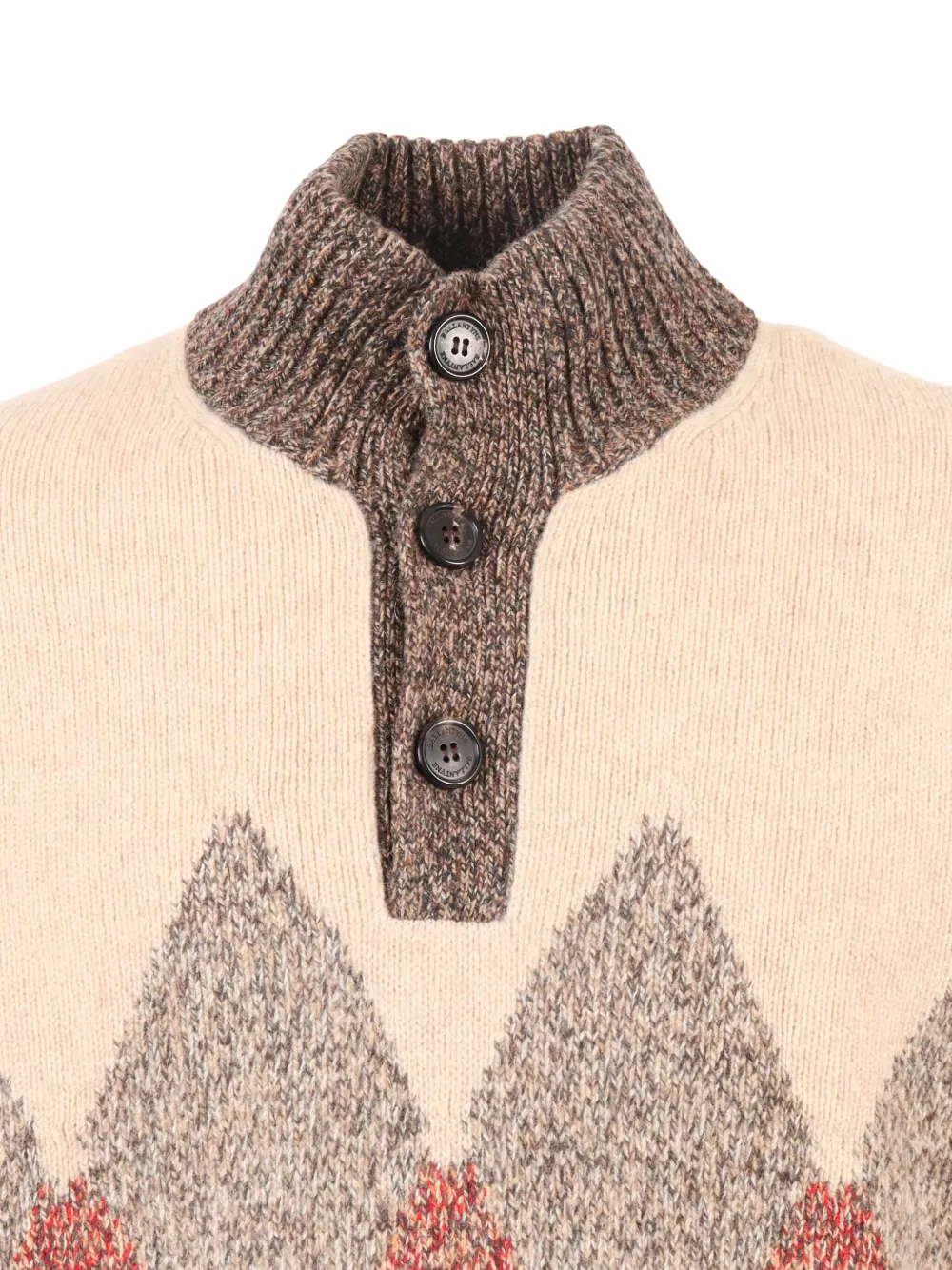 Ballantyne High-neck Diamond-pattern Wool Sweater In Multi