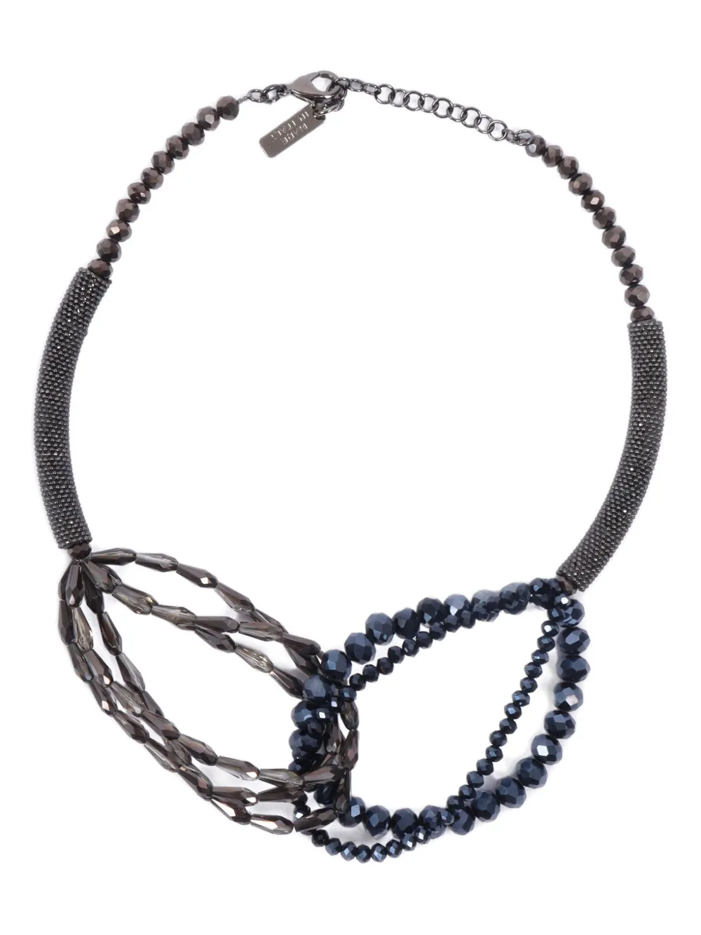 Peserico Crystal-beaded Two-tone Necklace In Black