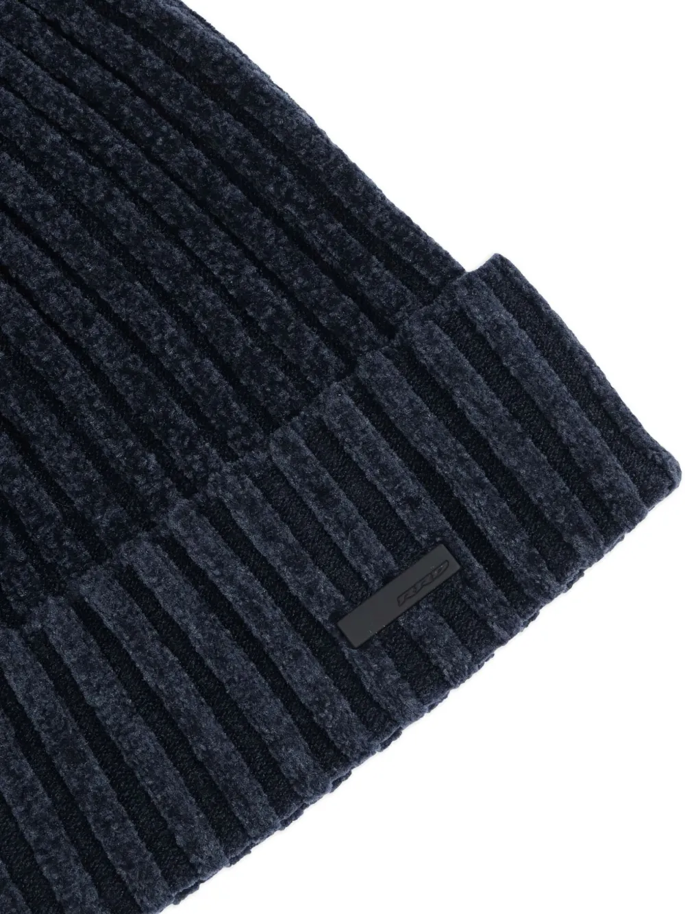 Velvet-Effect Ribbed Beanie