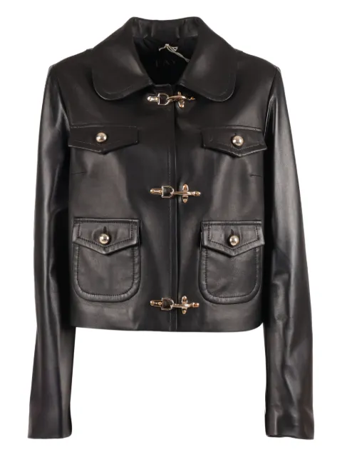 Fay clasp-fastening leather jacket