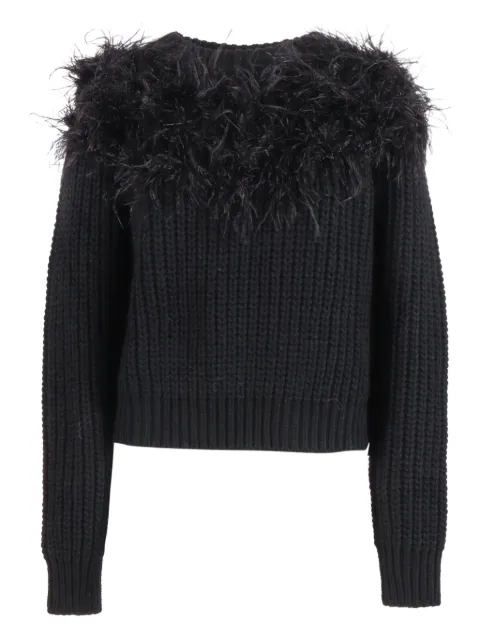 Shirtaporter feather-trimmed ribbed sweater
