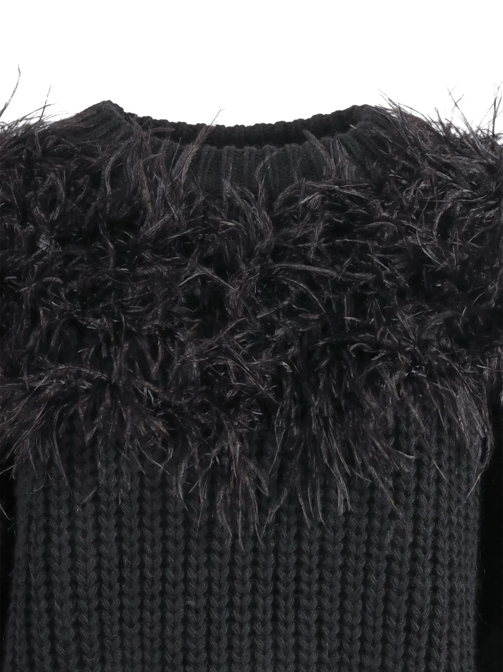  Shirtaporter Feather-trimmed Ribbed Sweater - Black 