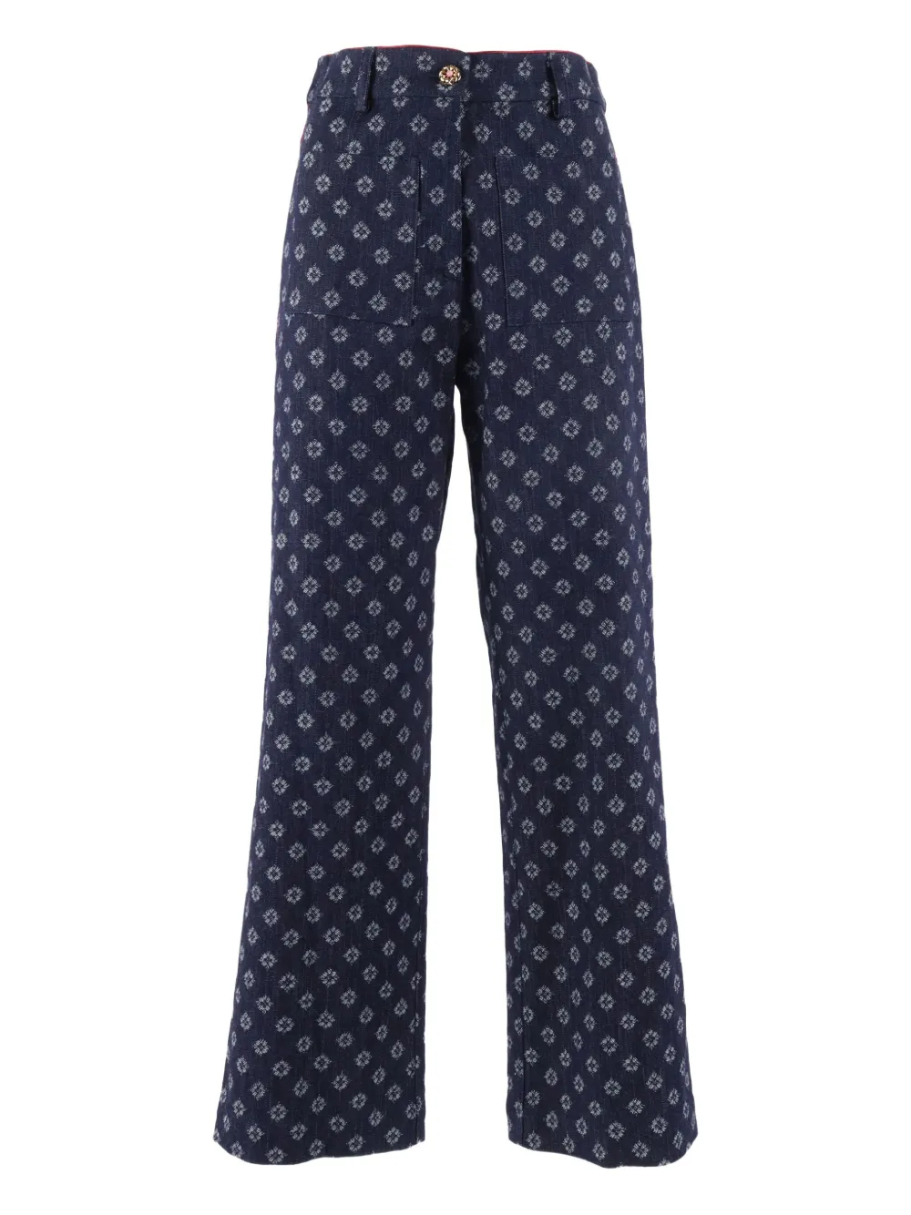 Shirtaporter Floral-print Jeans In Blue