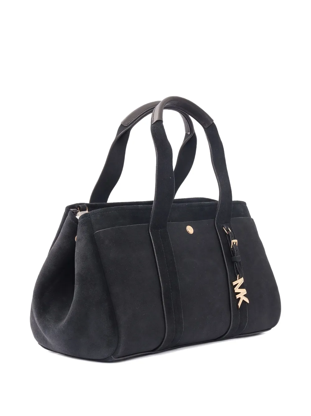 Michael Kors Suede Satchel Bag In Black