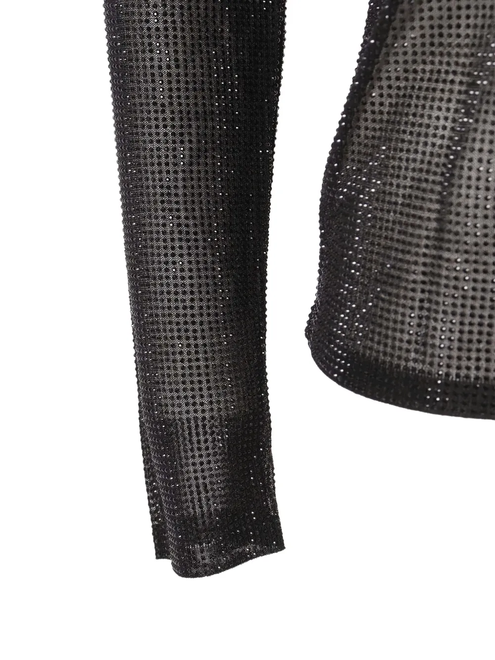 Michael Kors Embellished Mesh Long-sleeve Top In Black