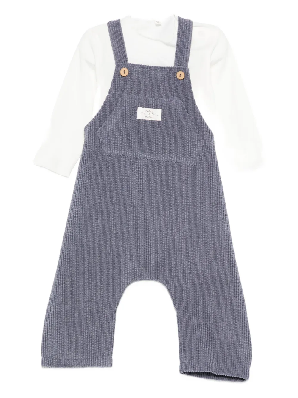 Teddy & Minou Corduroy Dungarees In Blue