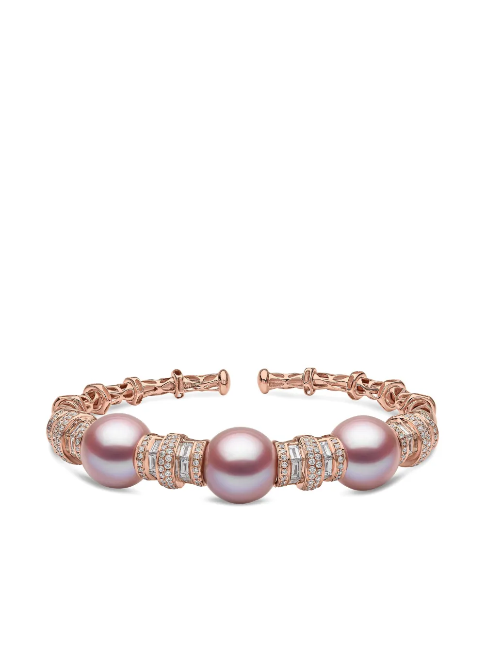 Yoko London 18K rose gold Starlight diamond and pearl bangle | Pink | Image 1