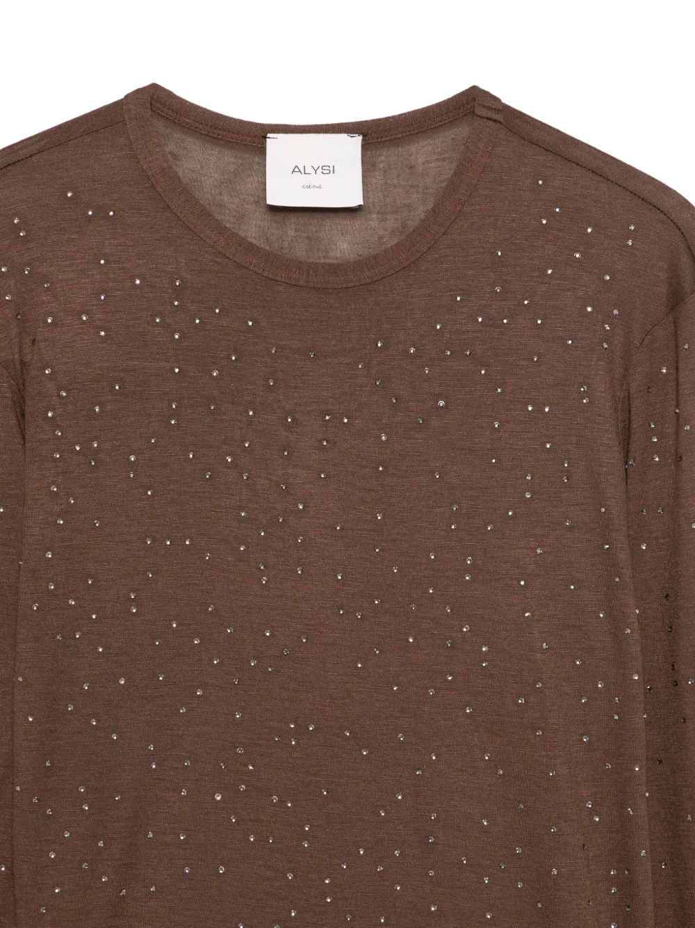 Alysi Embellished Wool Top In Brown