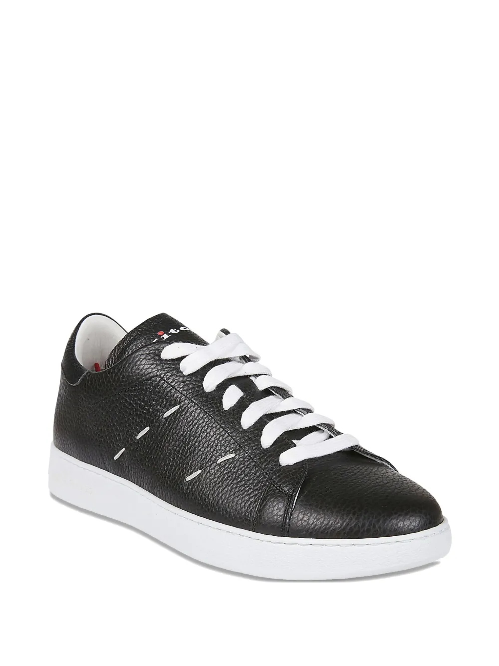 Kiton leather lace-up sneakers Black