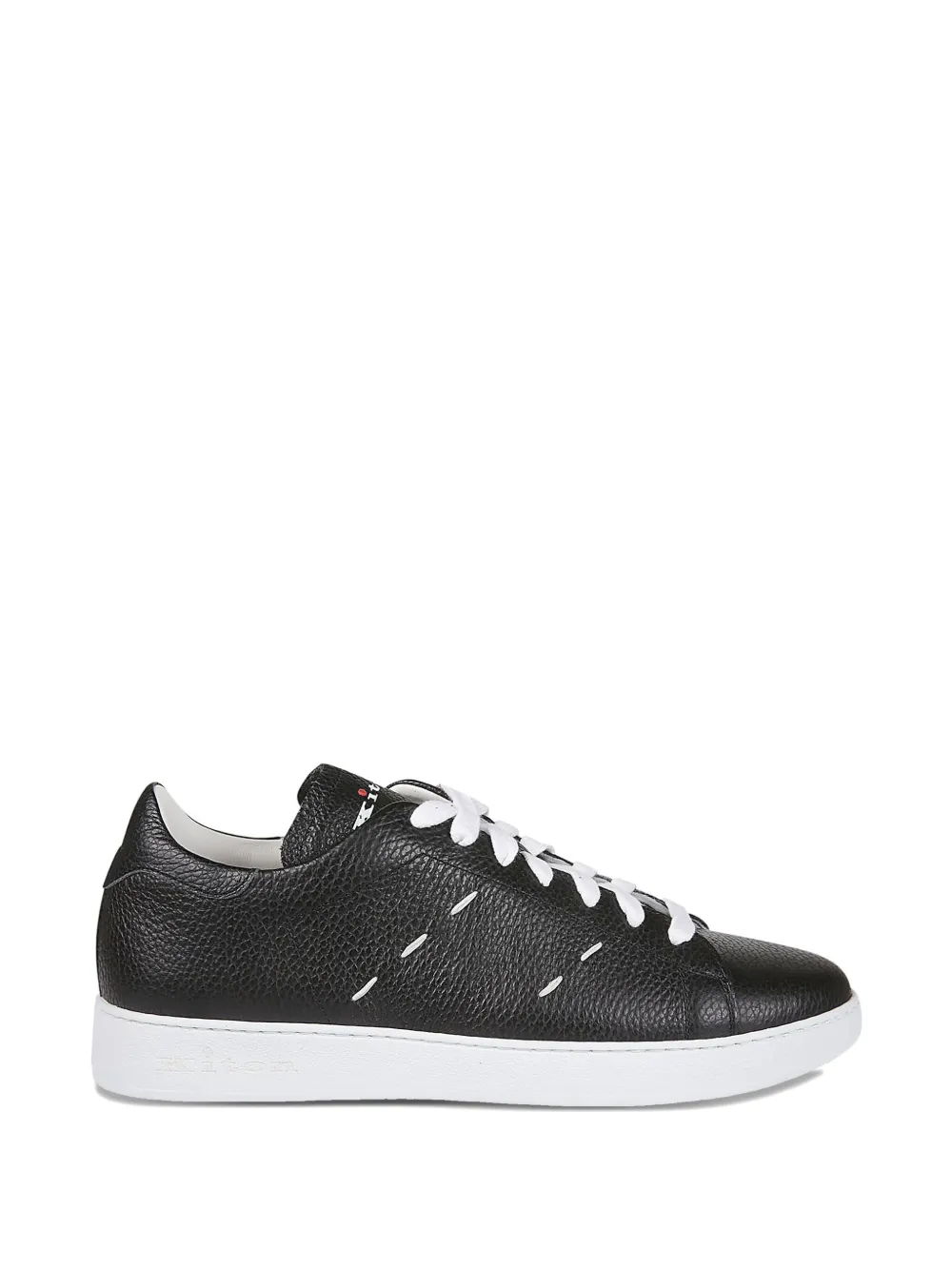 Kiton leather lace-up sneakers Black