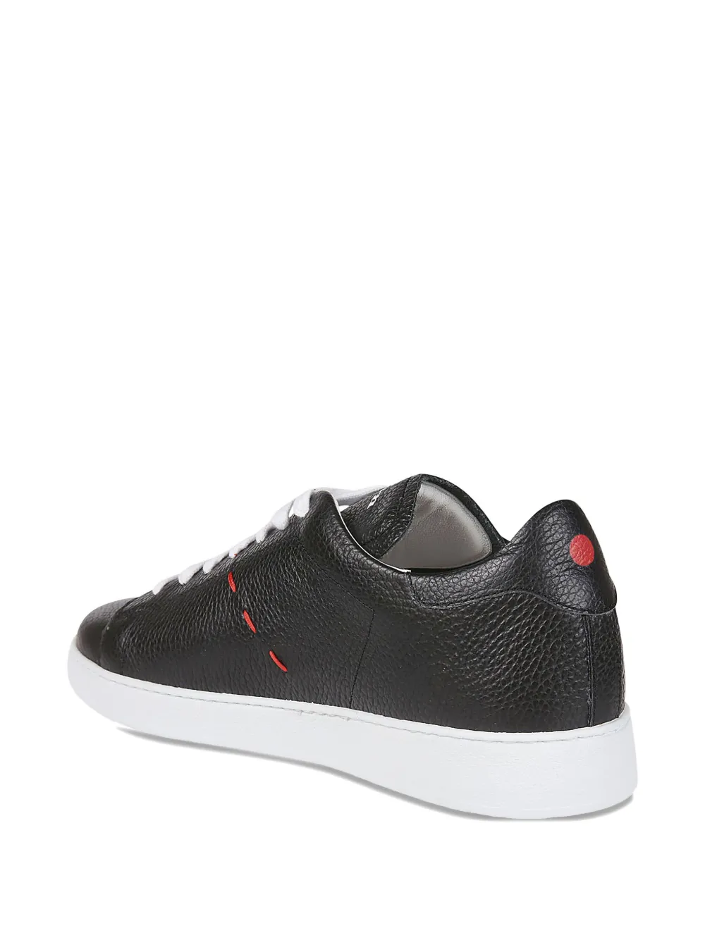 Kiton leather lace-up sneakers Black