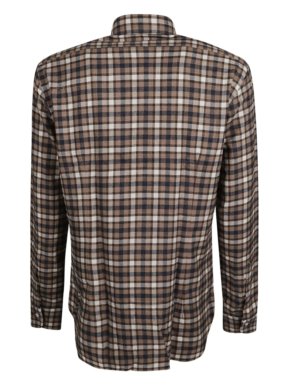 Barba Geruit katoenen overhemd - Beige