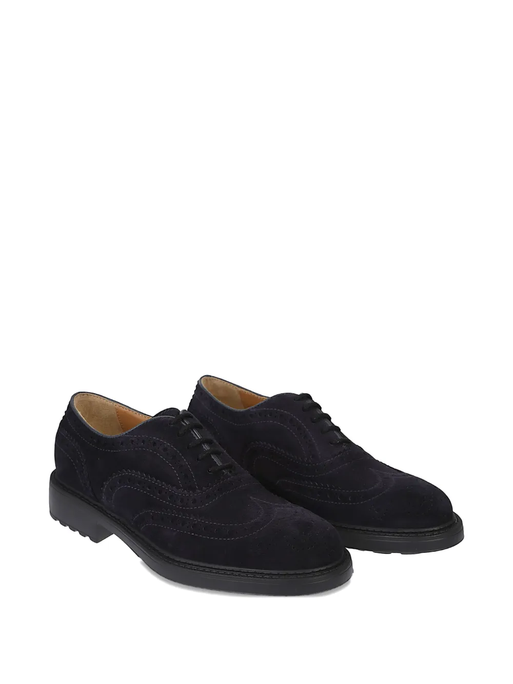Doucal's Perforated Suede Derby Shoes In Blue