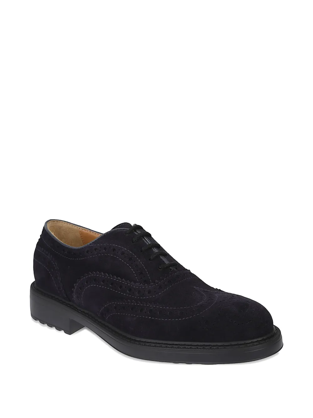 Doucal's Perforated Suede Derby Shoes In Blue