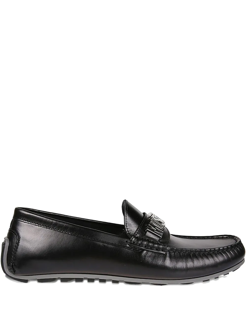Moschino logo-plaque loafers Black