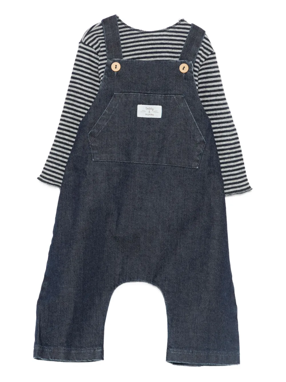 Teddy & Minou Denim Dungarees (set Of Two) In Blue