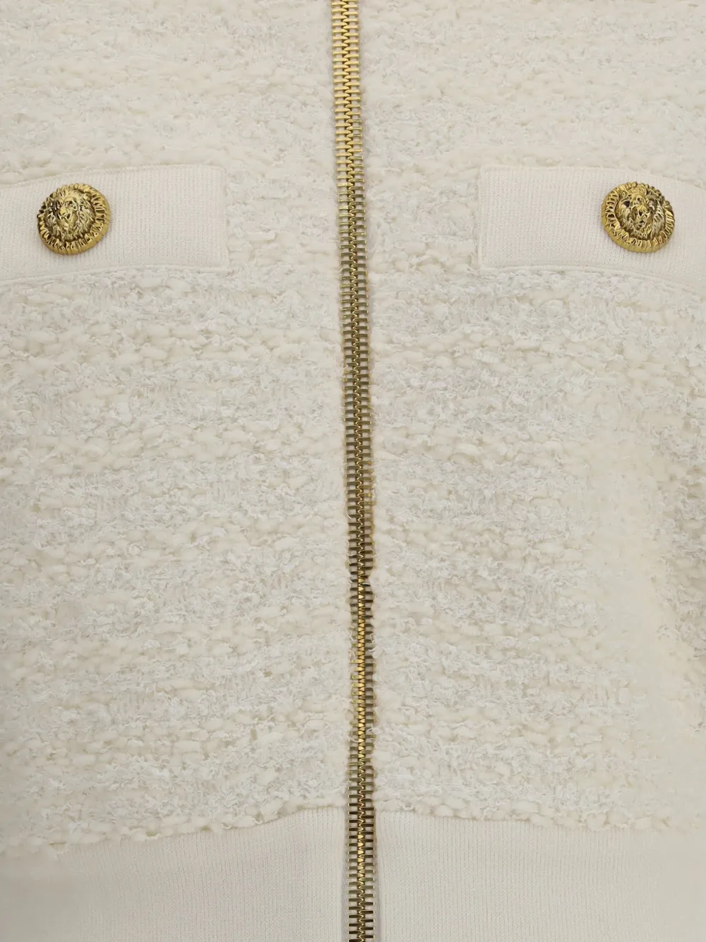Balmain Batwing Zipped Tweed Bomber Jacket Clothing In White