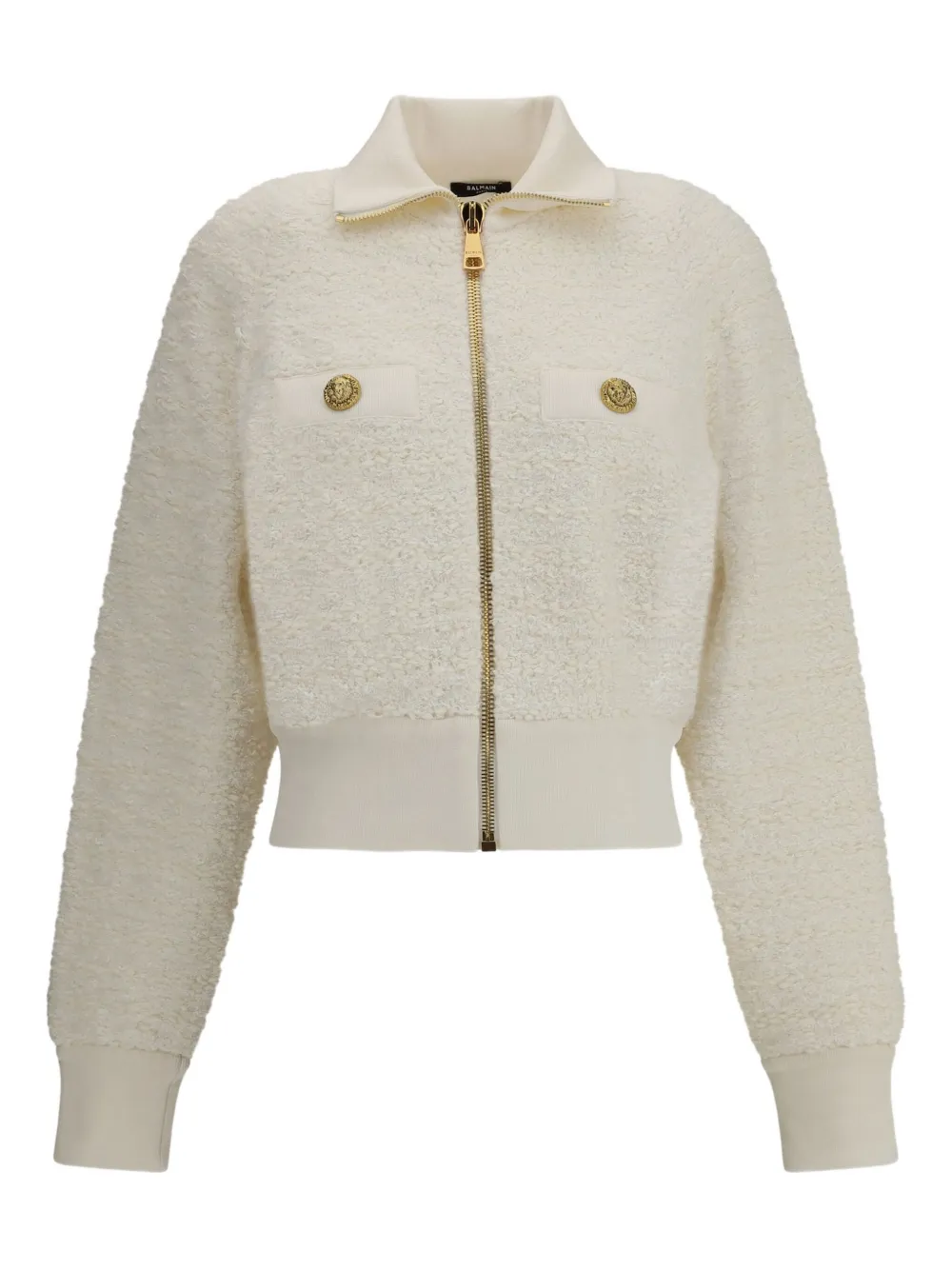 Balmain zipped tweed bomber | White | Image 1