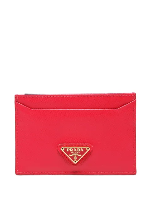 Prada Pre-Owned 2020-2025 Saffiano leather triangle logo card holder