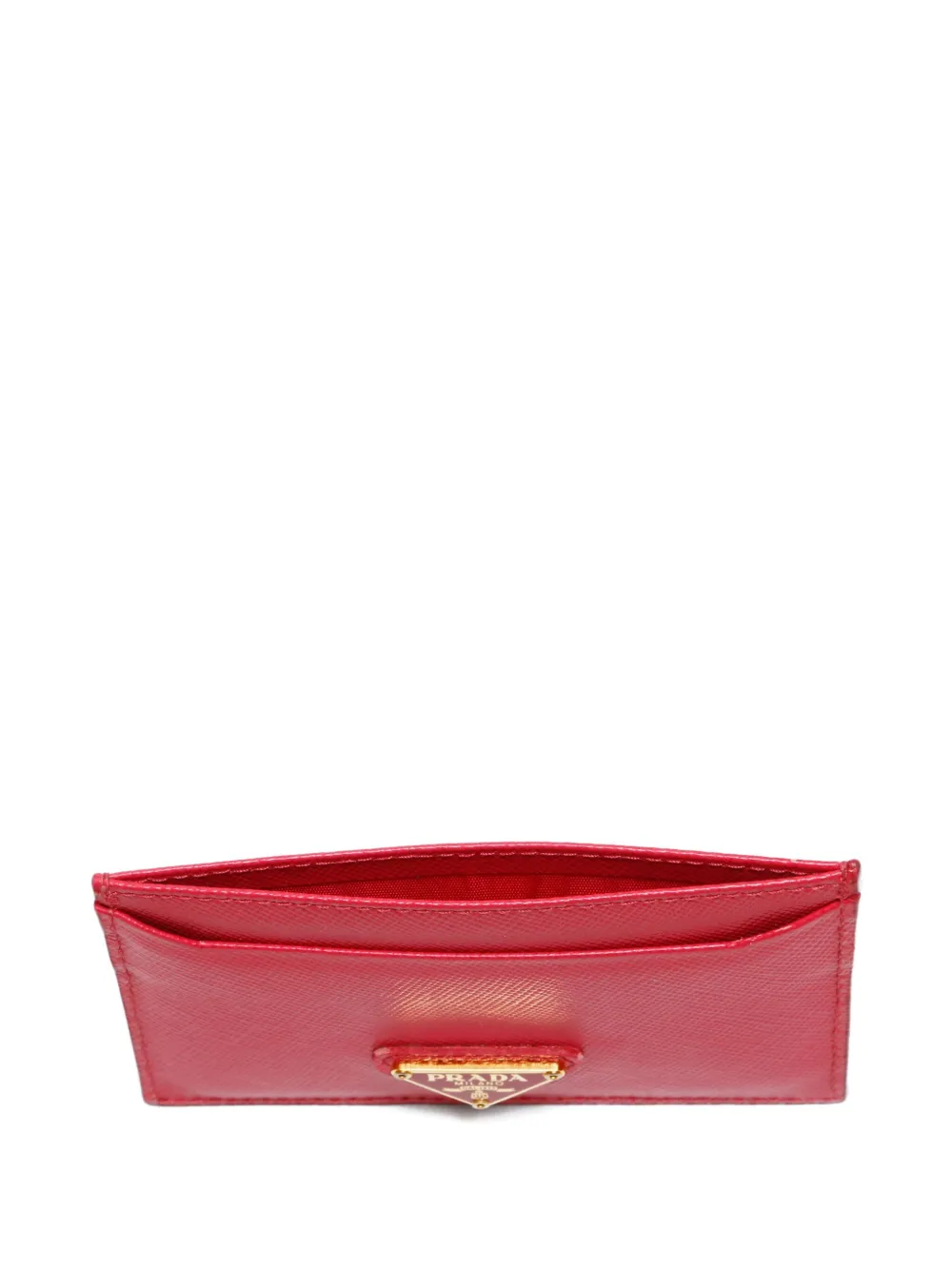 Pre-owned Prada 2020-2025 Saffiano Leather Triangle Logo Card Holder In Pink