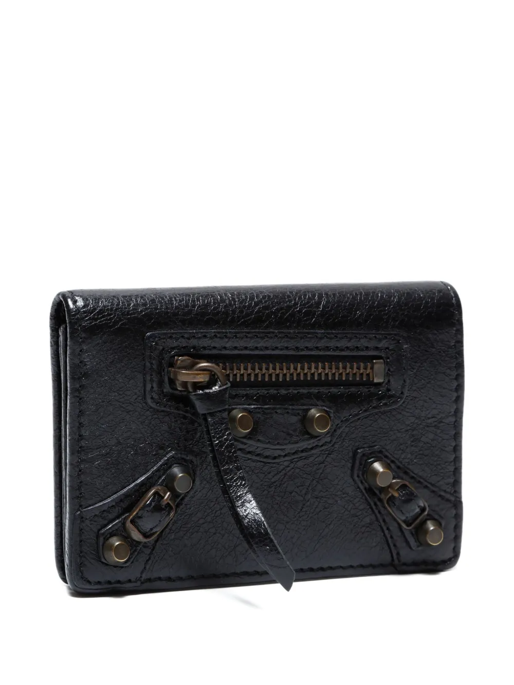 Pre-owned Balenciaga 2000-2020 Leather Stud Wallet In Black