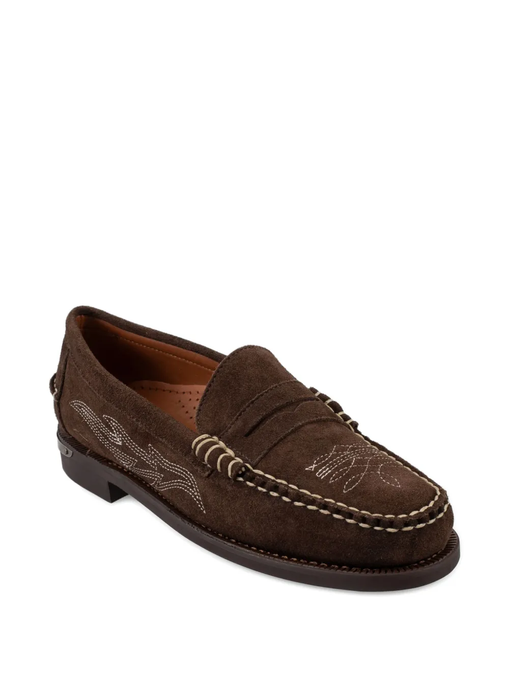 Sebago Dan Dallas Embroidered Penny Loafers In Brown