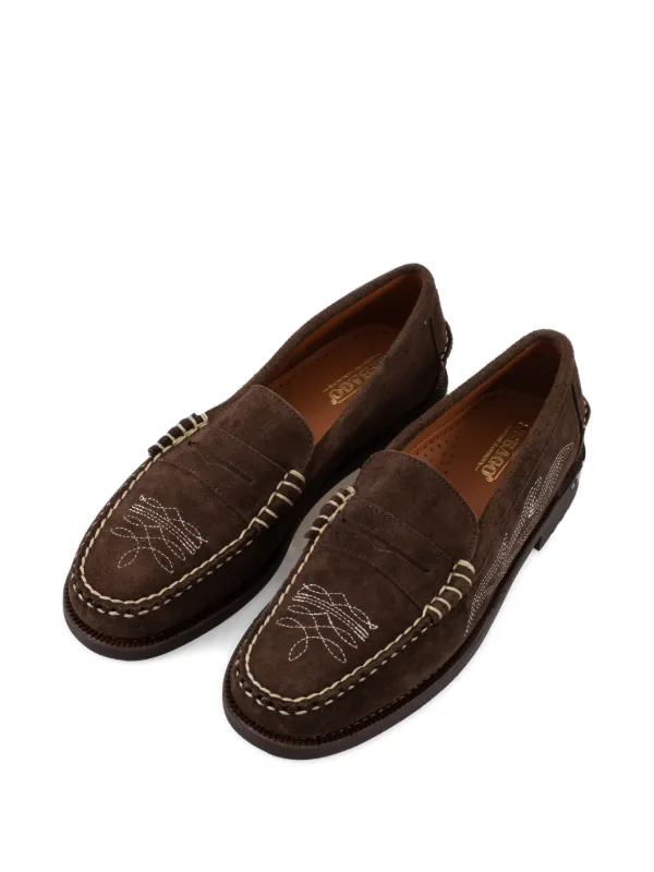 Sebago Dan Dallas Embroidered Penny Loafers | Brown | FARFETCH display picture 2