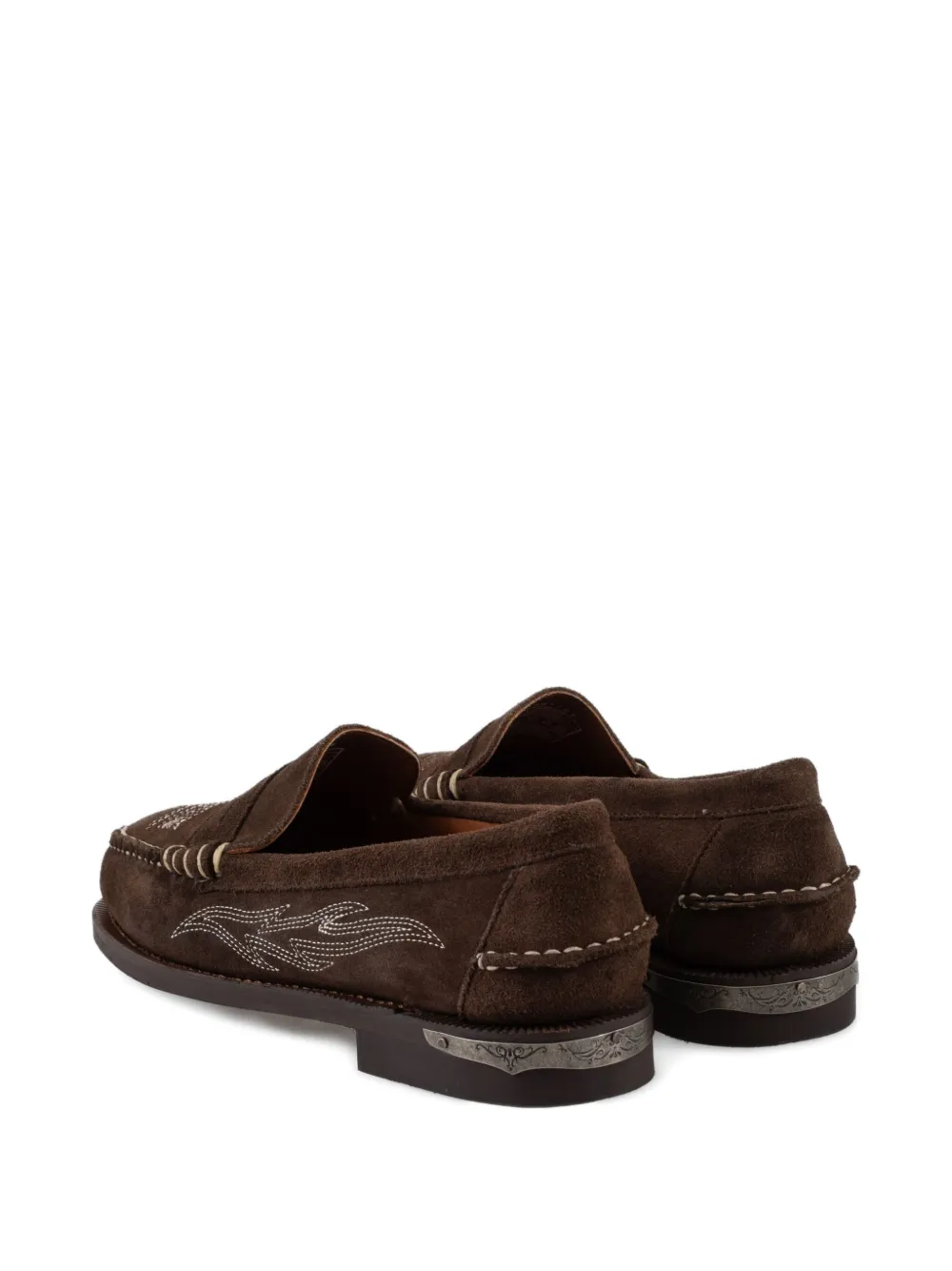 Sebago Dan Dallas Embroidered Penny Loafers In Brown