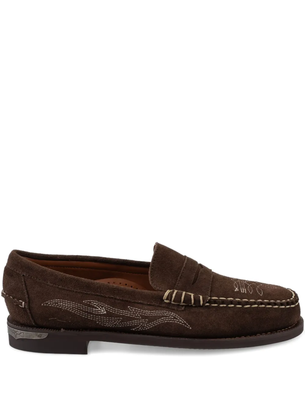 Sebago Dan Dallas Embroidered Penny Loafers In Brown