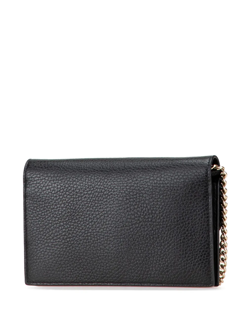 Pre-owned Gucci 2000-2015 Leather Interlocking G Dollar Wallet On Chain Crossbody Bag In Black