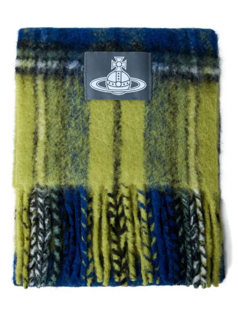 Vivienne Westwood plaid fringed scarf