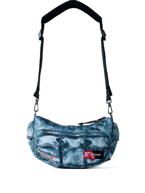Diesel bolsa de hombro con efecto de mezclilla y parche del logo