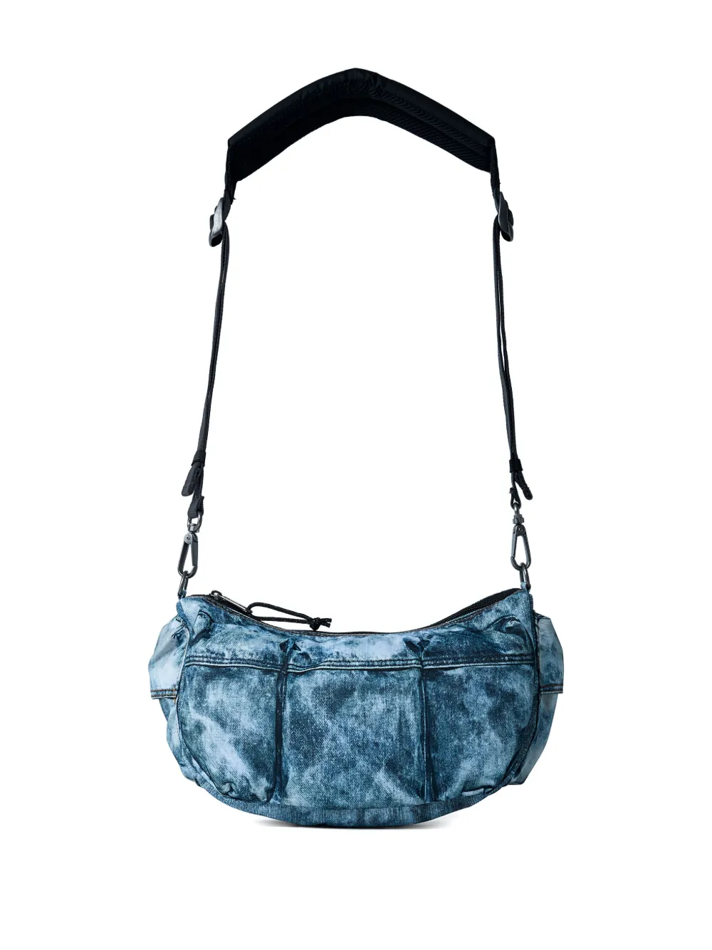 Diesel Logo-patch Denim-effect Shoulder Bag In Blue
