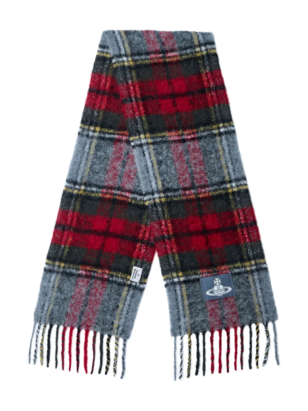Vivienne Westwood logo-patch plaid scarf | Red | Image 1