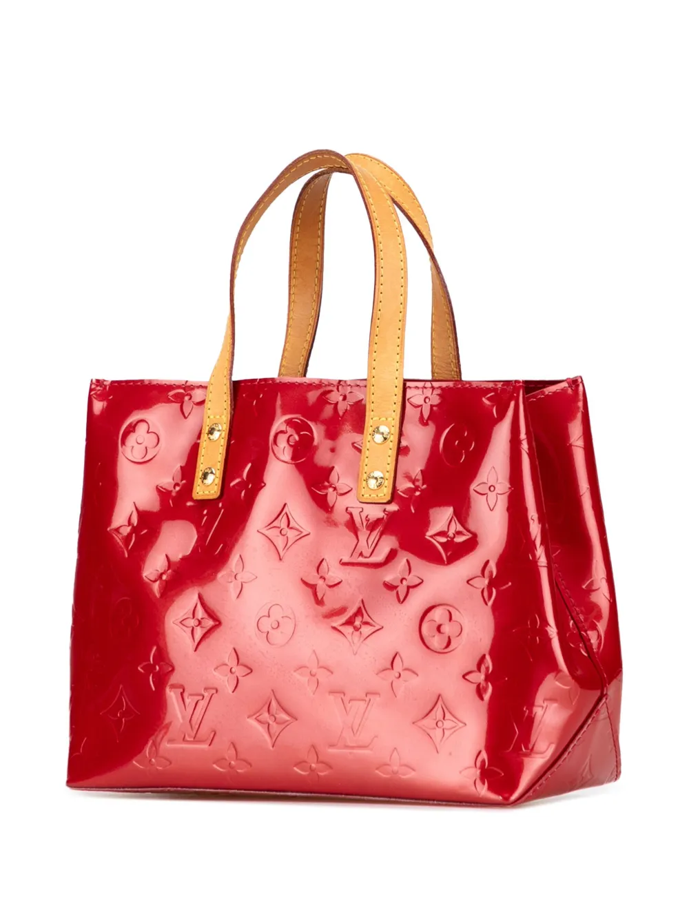 Pre-owned Louis Vuitton 2008 Monogram Vernis Reade Pm Handbag In Red