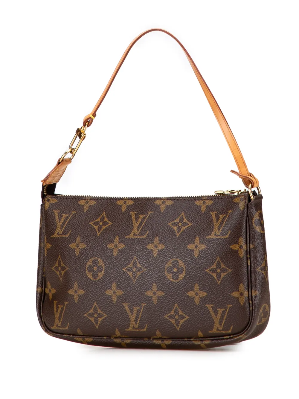 Pre-owned Louis Vuitton 2000 Monogram Pochette Accessoires Shoulder Bag In Brown