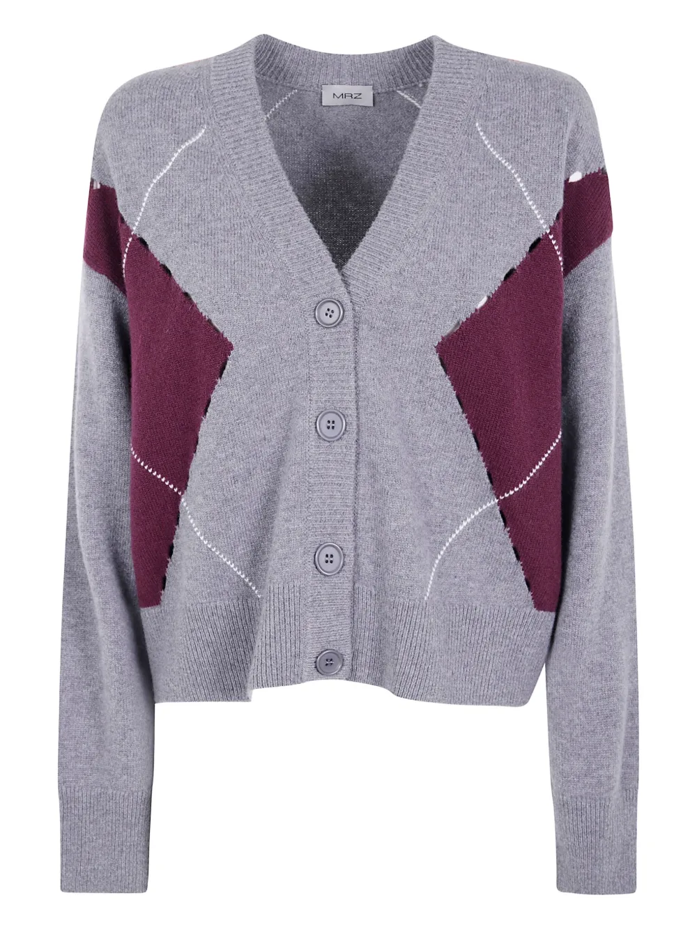 MRZ argyle-pattern cardigan | Grey | Image 1