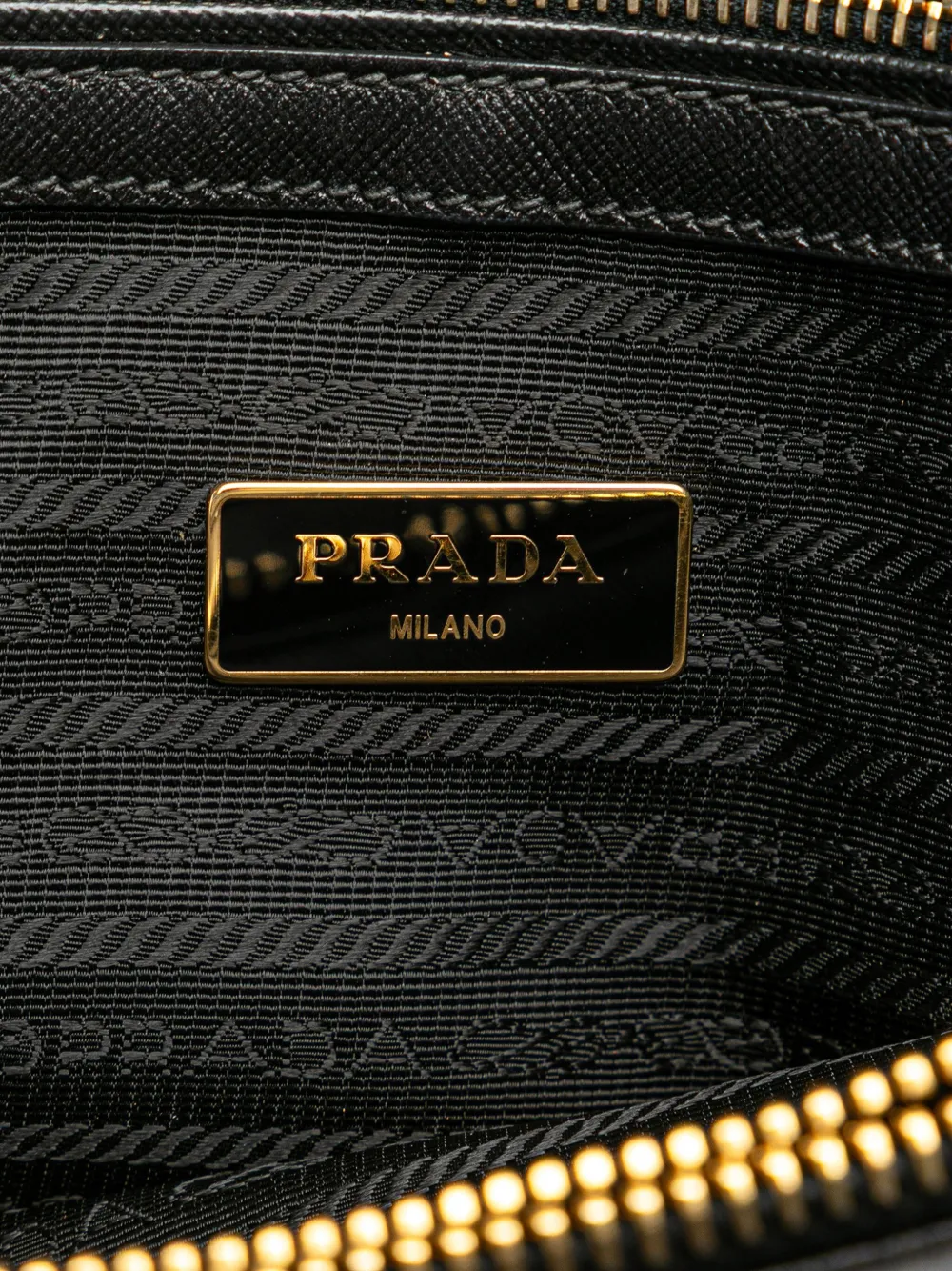 Pre-owned Prada 2013-2025 Saffiano Trimmed Tessuto Tote Satchel In Black