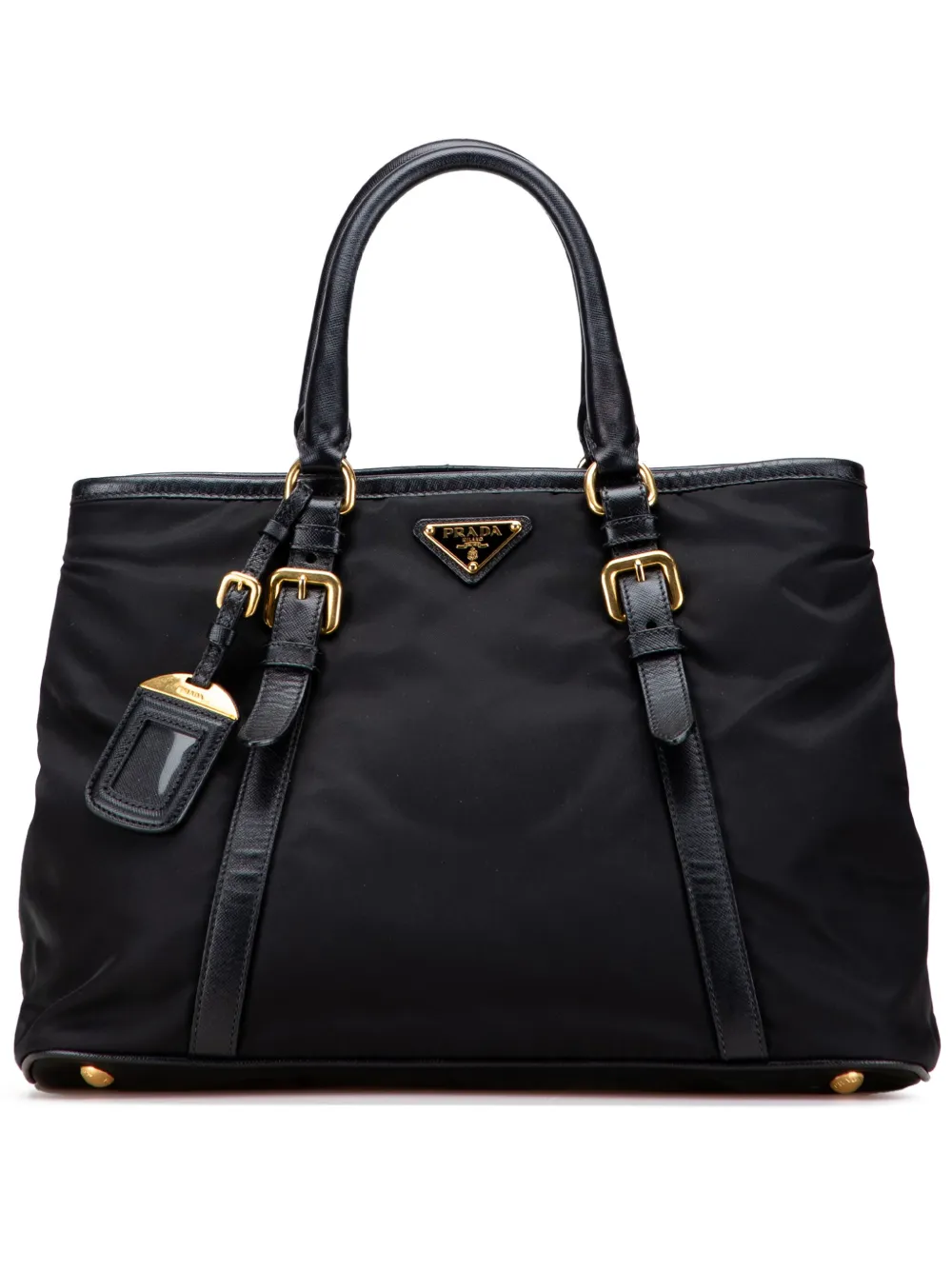 Prada Pre-Owned 2013-2025 Saffiano Trimmed Tessuto Tote satchel | Black | Image 1