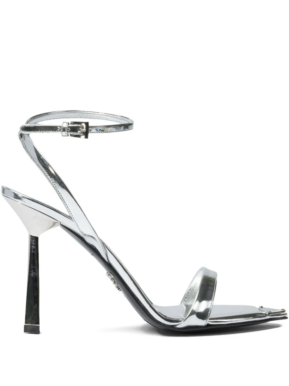 Prada 100 mm metallic leren sandalen Zilver