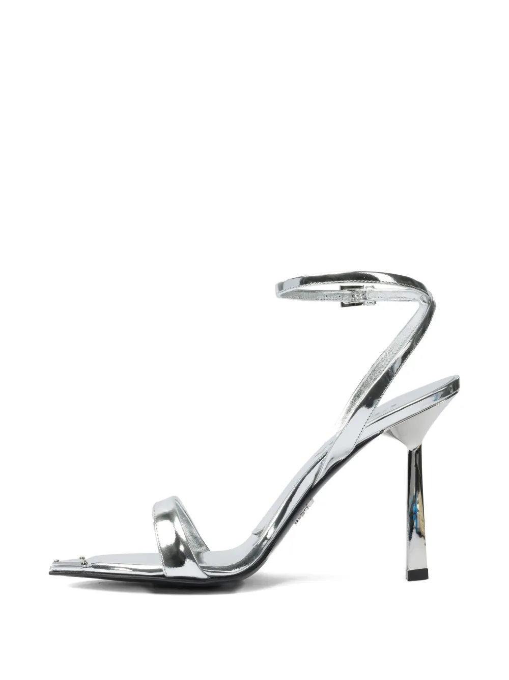 Prada 100 mm metallic leren sandalen Zilver